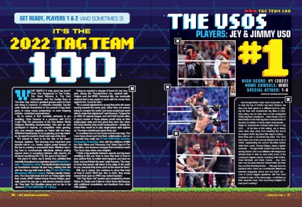 February 2023 PWI Sample Page (Tag Team 100 Intro, The Usos)