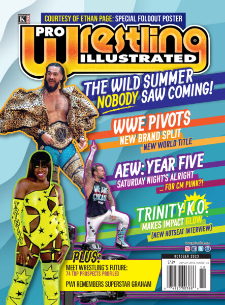 October 2023 PWI cover: Wild Summer (Seth Rollins, CM Punk, Trinity Fatu)