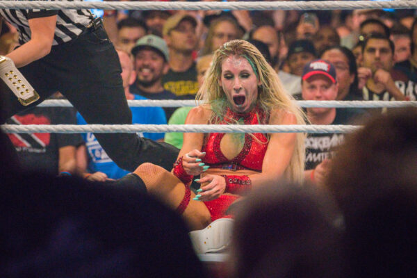 Charlotte Flair with mist in her eyes