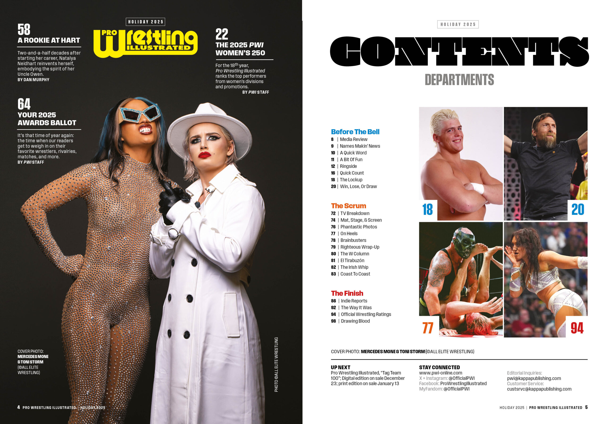 PWI Holiday 2025 Issue Table of Contents: Mercedes Mone & Toni Storm