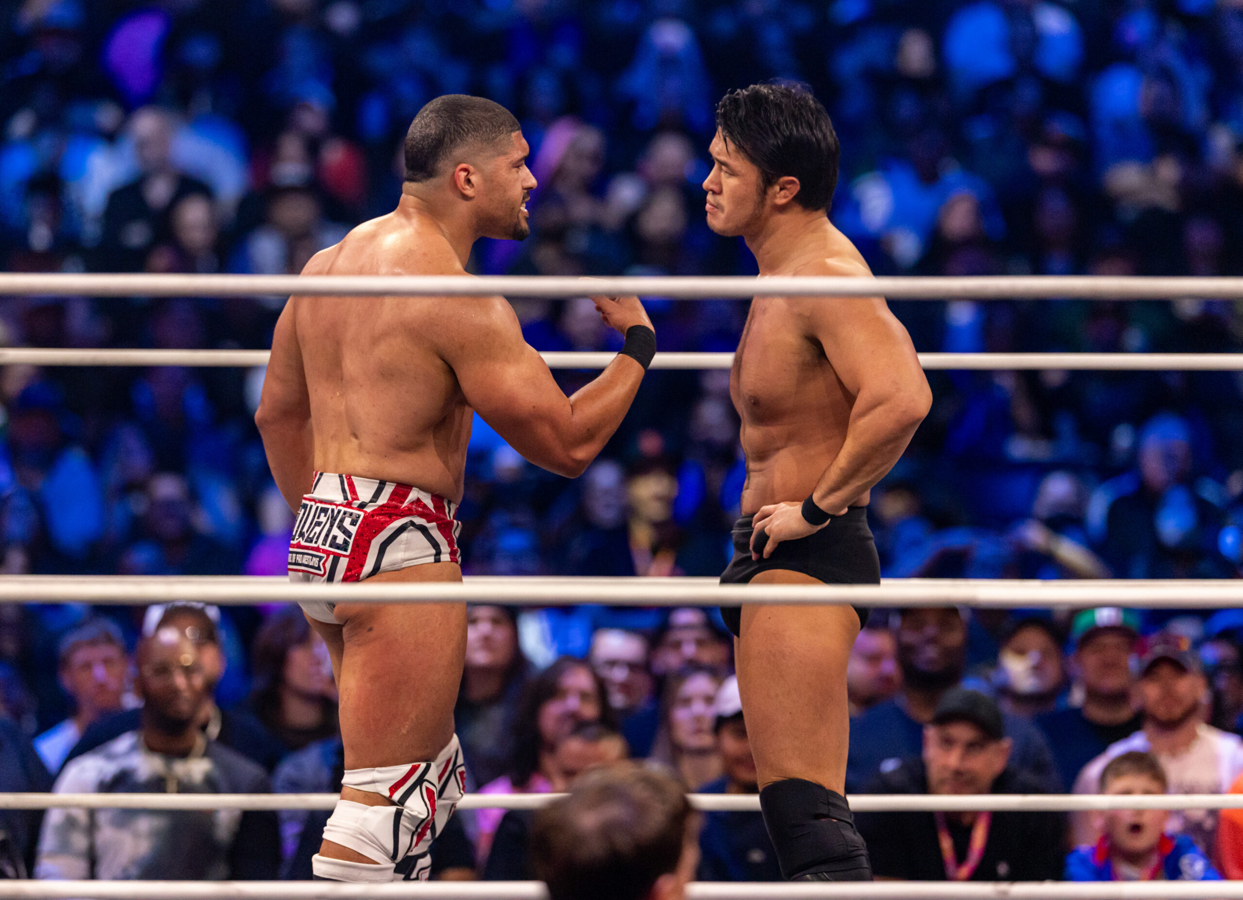 Anthony Bowens stands at odds Katsuyori Shibara at Revolution 2026